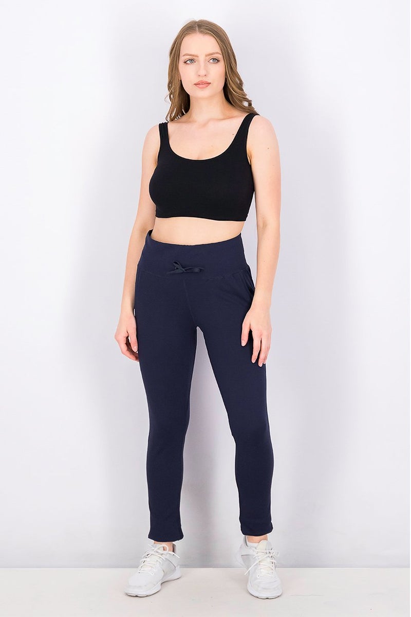 Adidas سراويل ليغينغ للنساء مع حبل سحب وجيب جانبي VRCT، أزرق داكن - Image 2